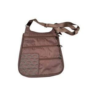 Mosey Baggallini Taupe Crossbody Bag Purse Satchel Travel Eco Friendly Recycled